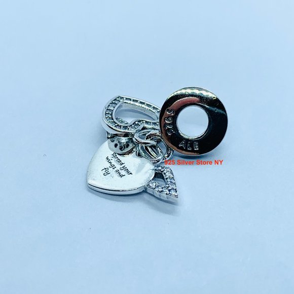 NEW Pandora HEART and ANGLE WINGS Dangle Charm - Picture 2 of 7